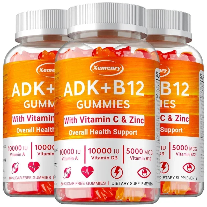 Vitamin D3 K2 + Vitamin B12 Gummies - Strengthen Bones, Promote Brain and Cardiovascular Health, Relieve Joint Pain