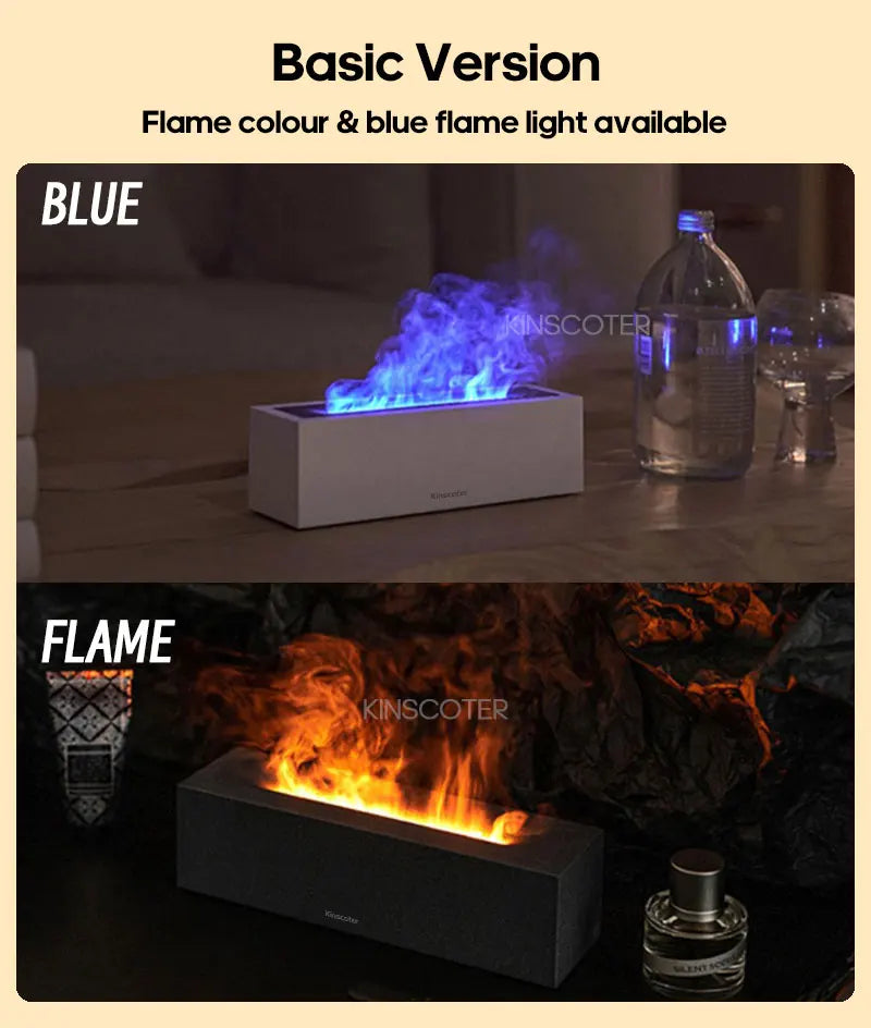 KINSCOTER Flame Aroma Diffuser Air Humidifier Ultrasonic Cool Mist Maker Fogger LED Essential Oil Lamp Realistic Fire Difusor Lootquake LLC