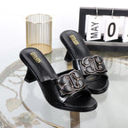 Women's slippers in summer 2024 wear sandals with thin heels high heels buckle is simple elegant black Women shoes Lootquake LLC