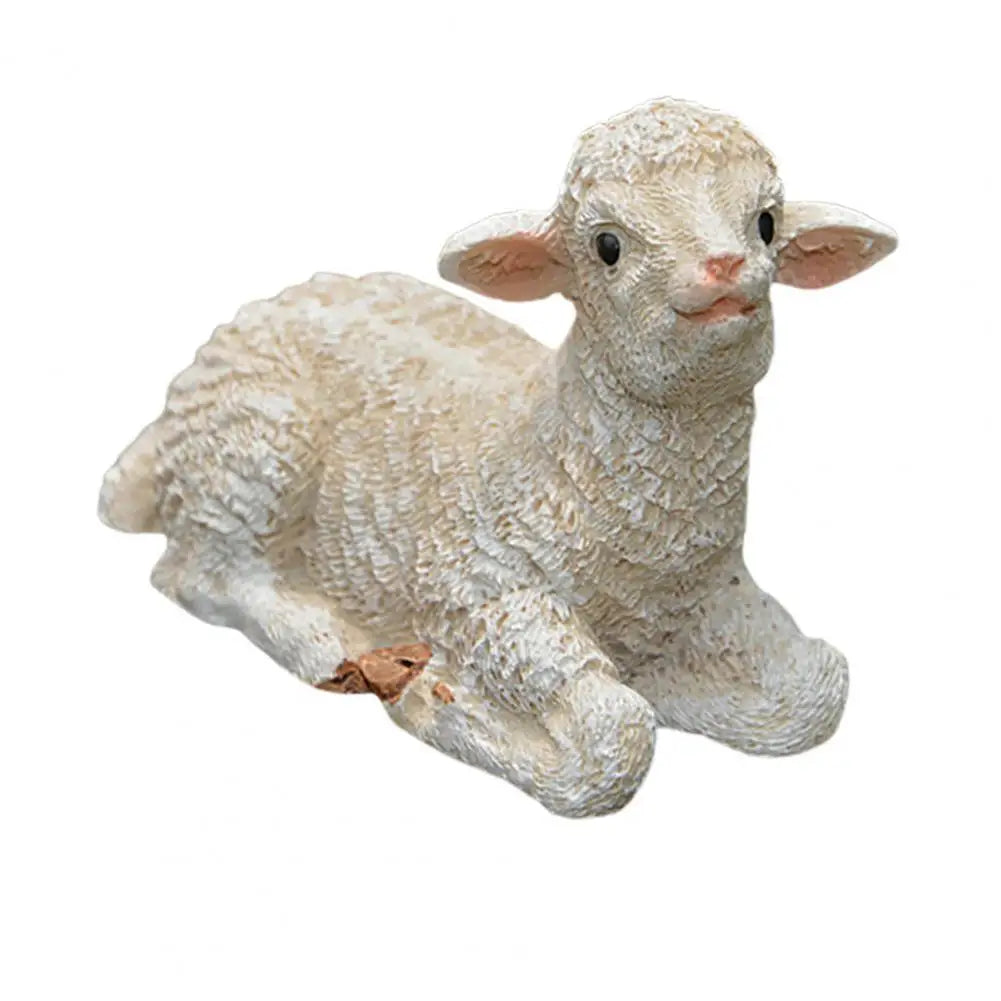 Sheep Sculpture  Cute Micro Landscape Sheep Sculpture  Synthetic Resin Animal Figurine Lootquake LLC
