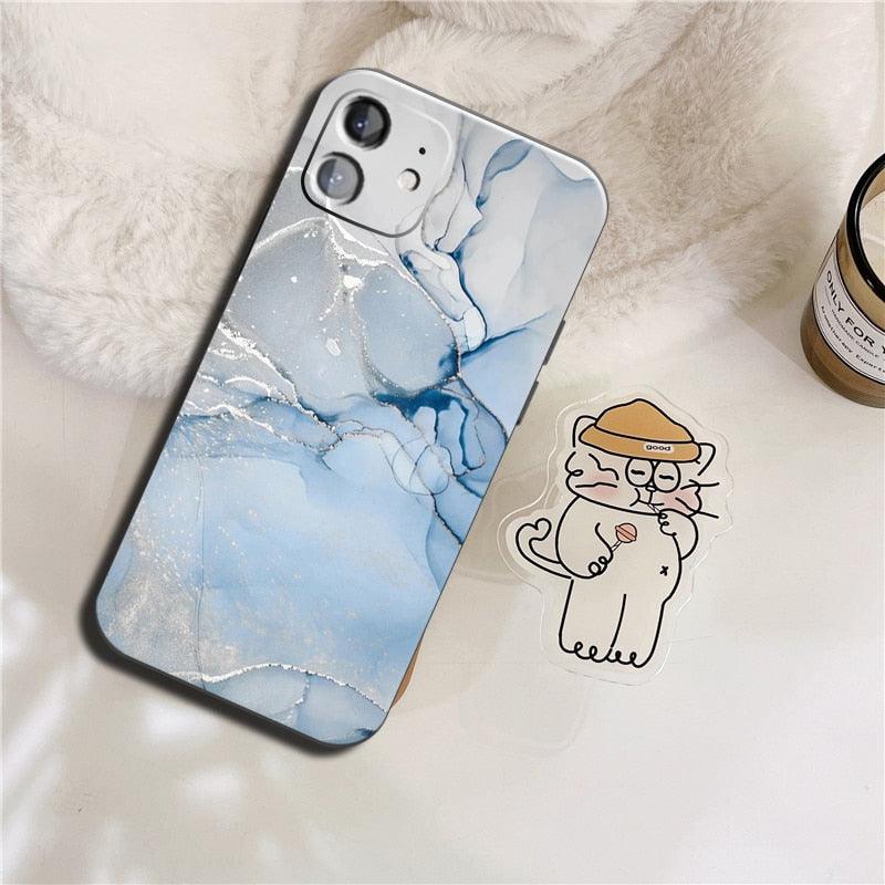 Luxury Marble Texture Phone Case For iPhone X XR XS 7 8 6S 6 5 Plus Silicone Anti Fall Back Cover Ultra Thin Soft Silicone Protective Shockproof and Scratch Resistant with Cute Design Pattern Case Stevvex