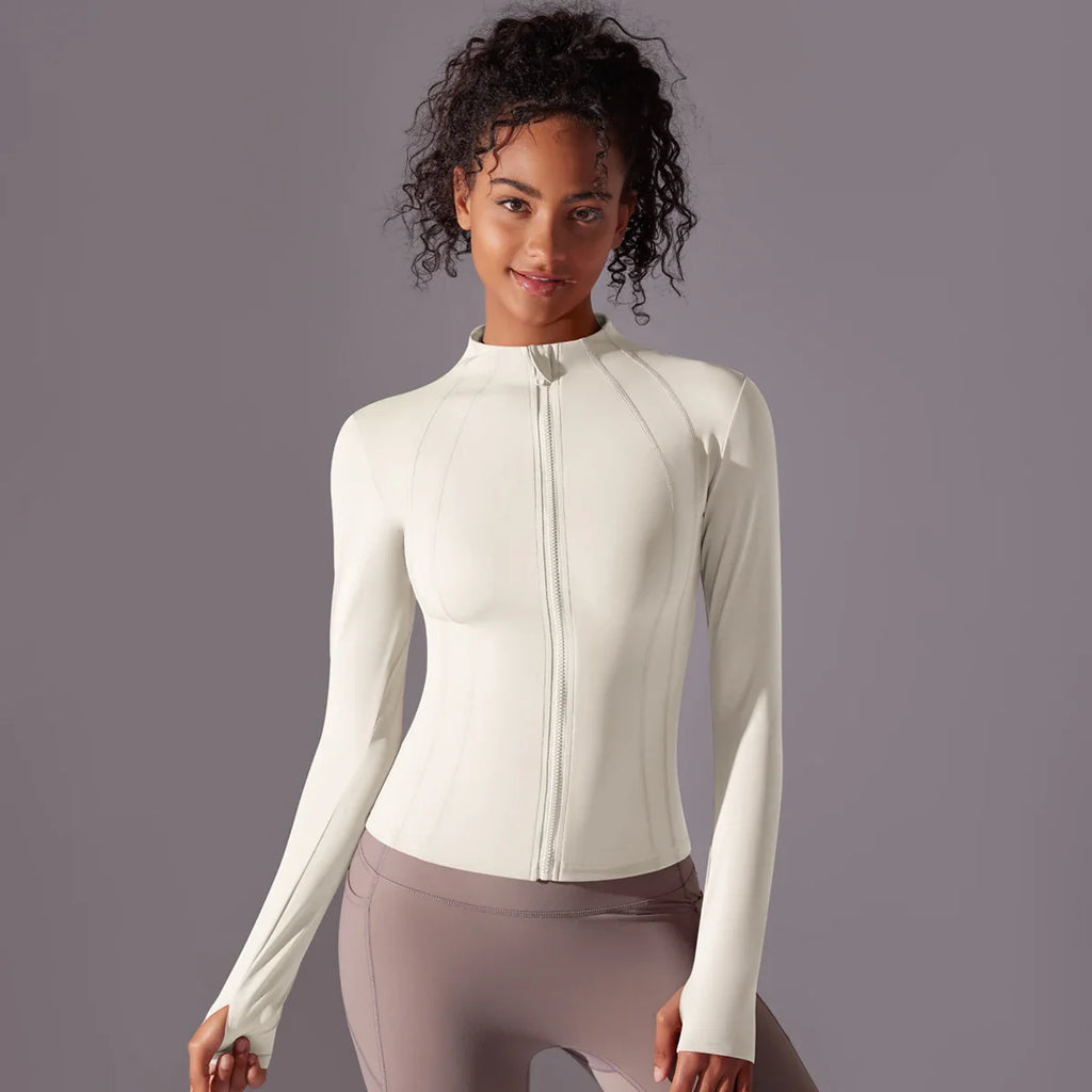 Women's Full Zip Yoga Top With Thumbholes - SJB-DIAMOND ELITES
