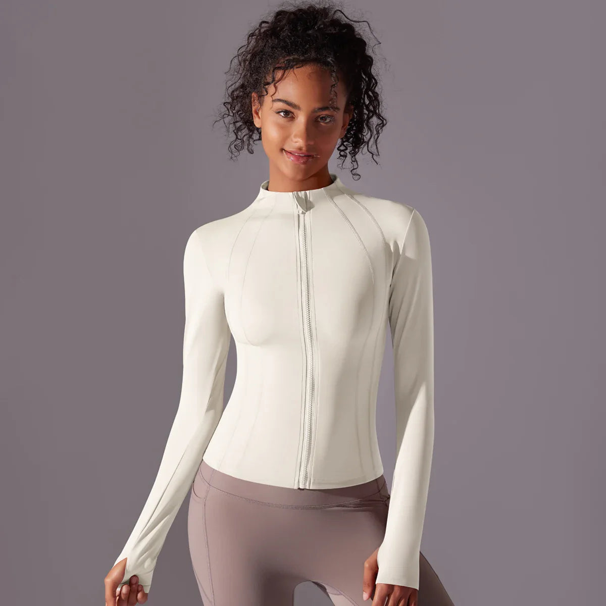 Women's Full Zip Yoga Top With Thumbholes - SJB-DIAMOND ELITES