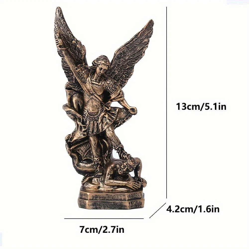 San Miguel Arcangel Statue St Michael Statue in Bronzed Resin St Michael The Archangel victoriously Over Satan Collection