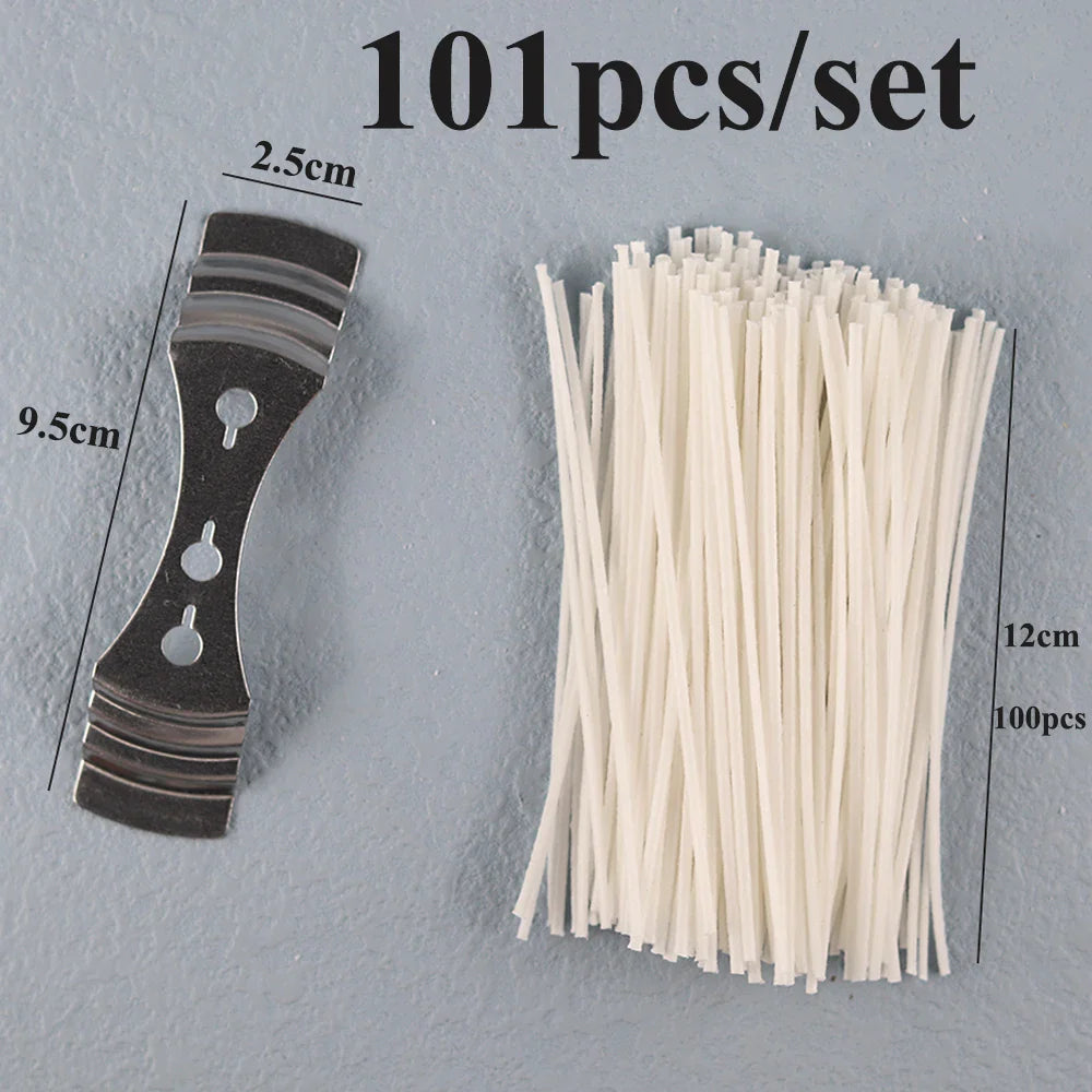 Smokeless Candle Wicks 2.6-20cm Pre-Waxed Cotton Core Wicks with Metal Sustainer Tabs DIY Handmade Candle Making Tools