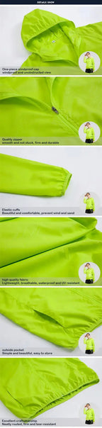 LNGXO Unisex Hiking Jacket Men Women Waterproof Quick Dry Camping Windbreaker Trekking Fishing Rain Coat Outdoor Anti UV Clothes
