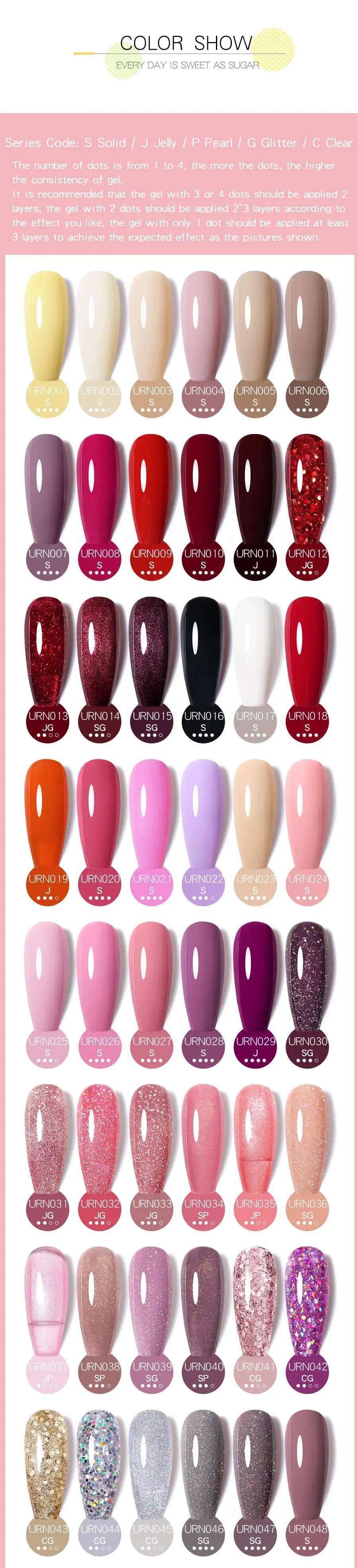 URSUGAR 7.5ml Solid Color Gel Polsih Classic Matte Glossy DIY Nail Art Trendy Reflective Glitter Nail Gel UV LED Soak Off Lootquake LLC