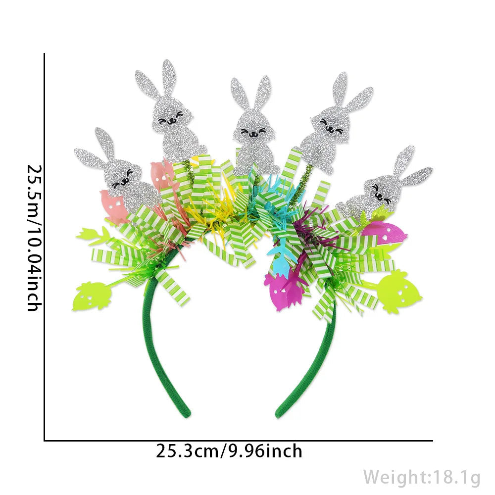 Easter Rabbit Headband with Colorful Egg Strip And Button Holiday Party Accessory Egg Chick Headdress for Easter Celebrations Lootquake LLC