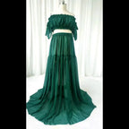 Maternity Dress For Photoshoot Pregnancy Off Shoulder Ruffled Semi Transparent Chiffon Long Dress Photography Dress For Women