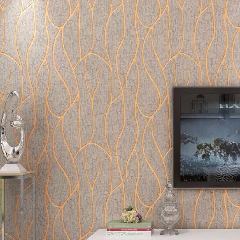 Background Wallpaper Room Decoration 53cm Wall Stickers Thickened Bedroom Curve Stripes Moisture-proof Non-woven European Modern Lootquake LLC