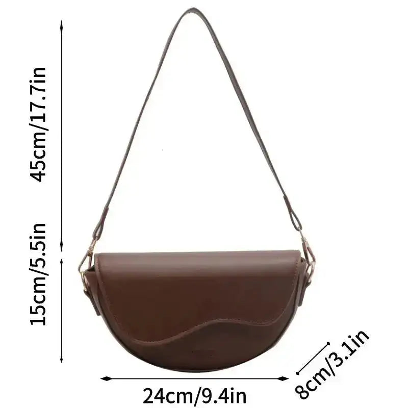 Small PU Leather Saddle Armpit Bags for Women 2024 Summer Chain Shoulder Crossbody Bag Ladies Vintage Underarm Handbags bolsa