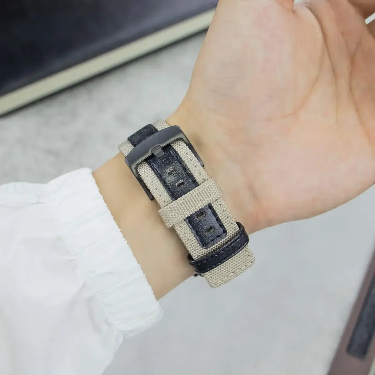 Fitbit Versa & Sense Nylon Leather Band - Versatile Style - SJB-DIAMOND ELITES