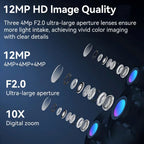 6K 12MP Outdoor WiFi Camera Three Screen Three Lens 10X Zoom PTZ Automatic Tracking Audible Visual Alarm Security Camera Lootquake LLC