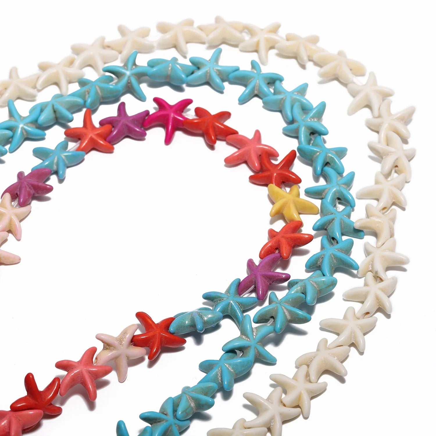 36pcs 14mm Starfish Shape Natural Turquoise Stone Beads Colorful Howlite Handmade Beads for Jewelry Making DIY Pendant Crafts Lootquake LLC