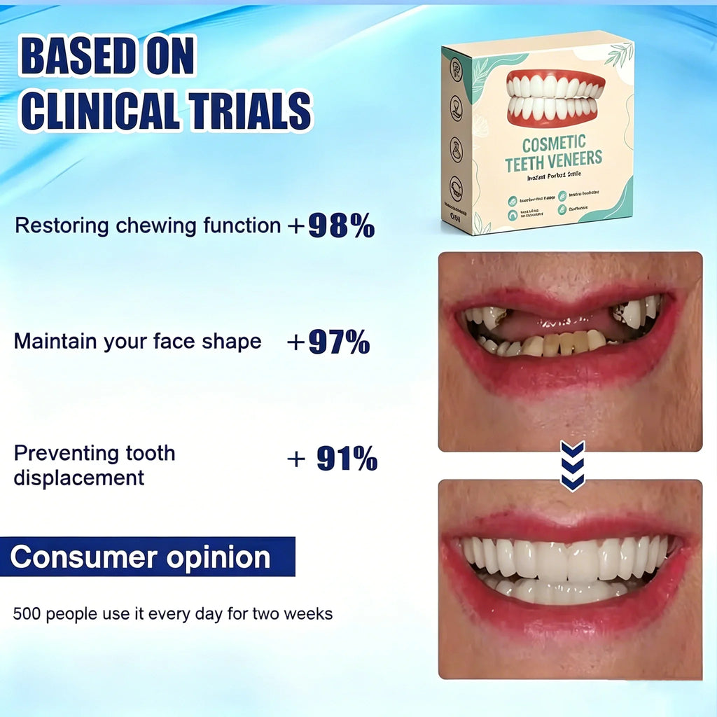 Silicone Full Dentures Natural Upper Lower False Tooth Set Portable Comfort Braces Oral Care for Men Women