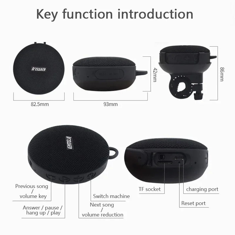 Bicycle Bluetooth Portable Wireless Sound Box with Bracket Handlebar Speaker Waterproof Subwoofer for Scooter Outdoor
