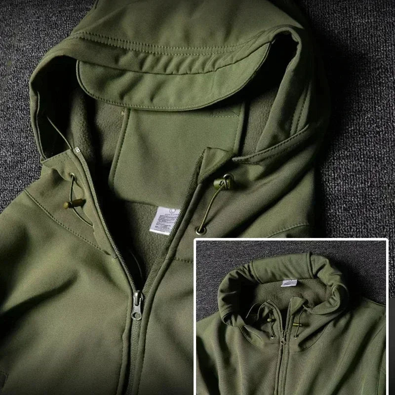 Camo Winter Tactical Sets Men Shark Skin Soft Shell Hooded Jacket+Multi-pocket Straight Cargo Pant 2Pcs Suits Waterproof Set Lootquake LLC