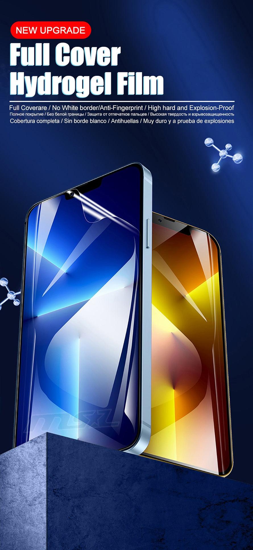 4PCS Film For iPhone 13 12 11 14 Pro Max Full Cover Screen Protector For iPhone X XR XS Max 6 7 8 14 Plus SE Not Glass Anti-Scratch Shockproof Protection Screen Cover Shield Stevvex