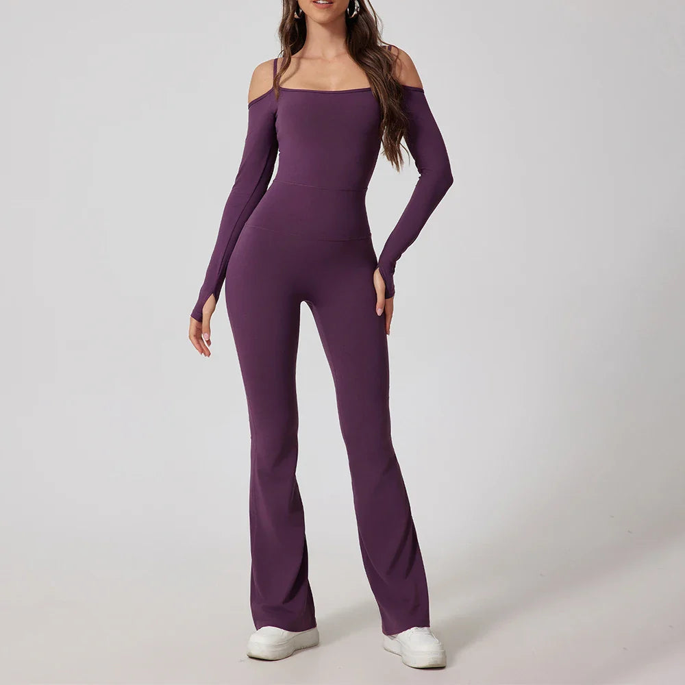 Yoga Jumpsuit Women's Sports Overalls Flared Trousers THRIXINE