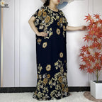 2024 Latest Muslim Sets Women Clothing Cotton Floral Loose Dashiki Long Dress African Abaya Dubai Traditional Islamic Clothing