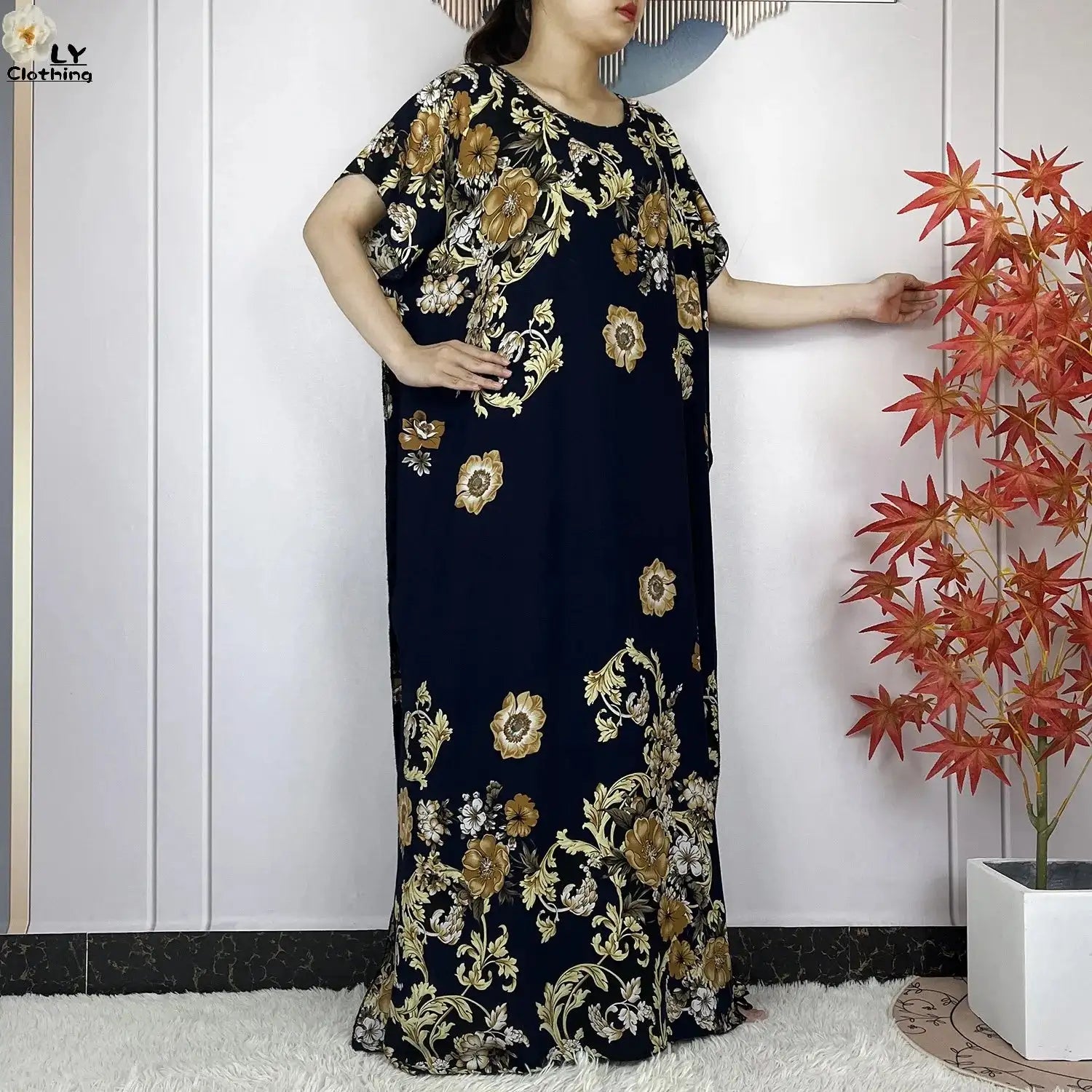 2024 Latest Muslim Sets Women Clothing Cotton Floral Loose Dashiki Long Dress African Abaya Dubai Traditional Islamic Clothing