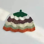 Handmade Knitted Bucket Hat - Cotton Boho Print - All-Season Stretchy Fit