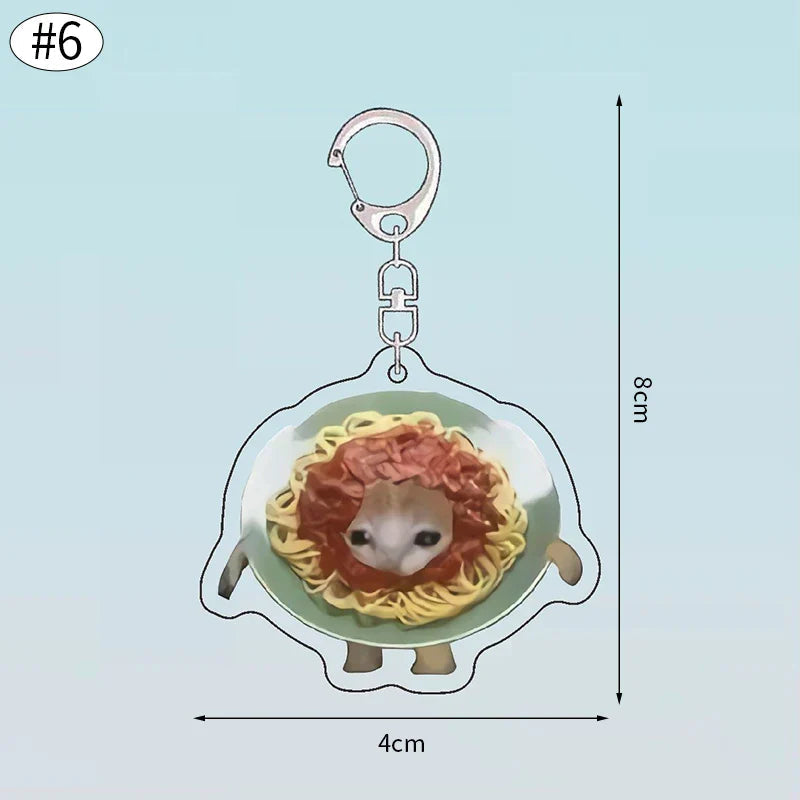 Funny Banana Cat Key Chain Creative Acrylic Happy Cats Schoolbag Pendant Bag Accessories DIY Mobile phone Lanyard Student Gift Lootquake LLC