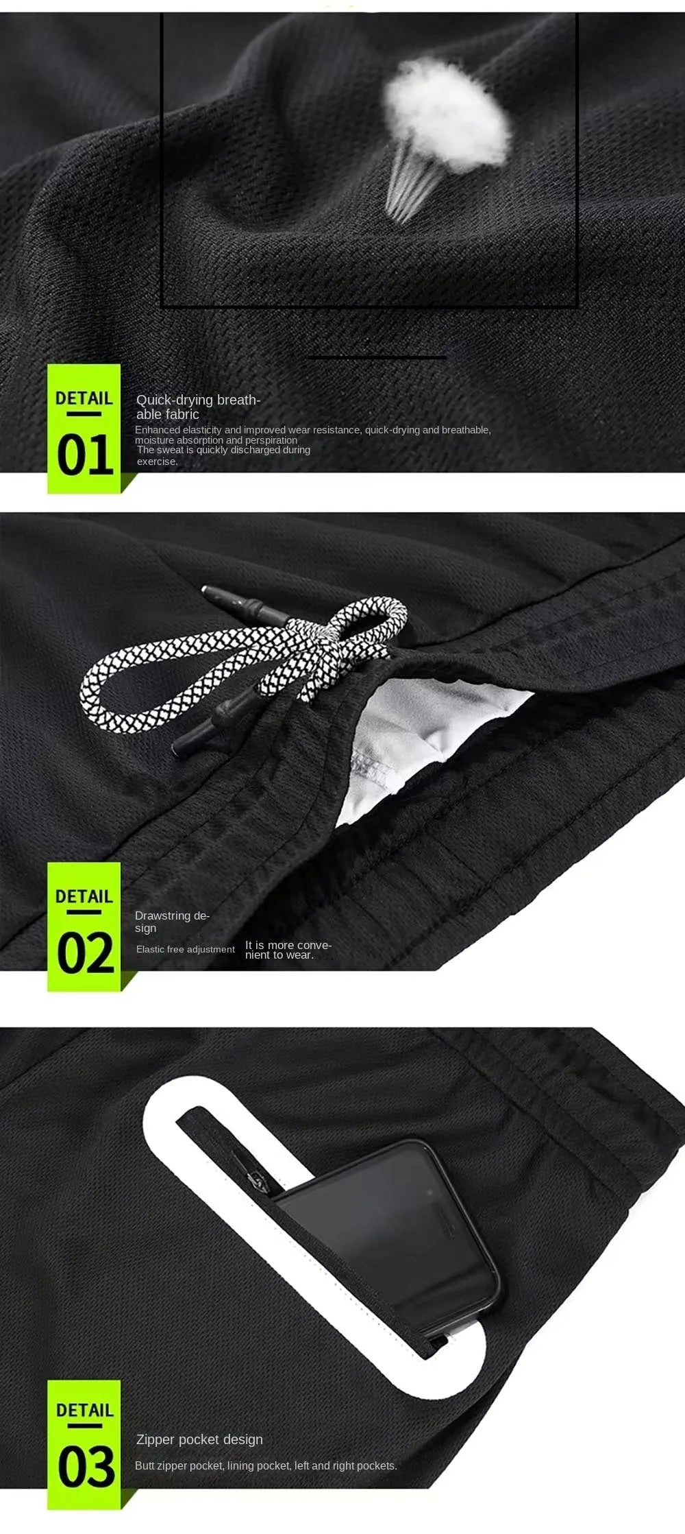 Men's Sport Shorts cool Double-deck Running Shorts - SJB-DIAMOND ELITES