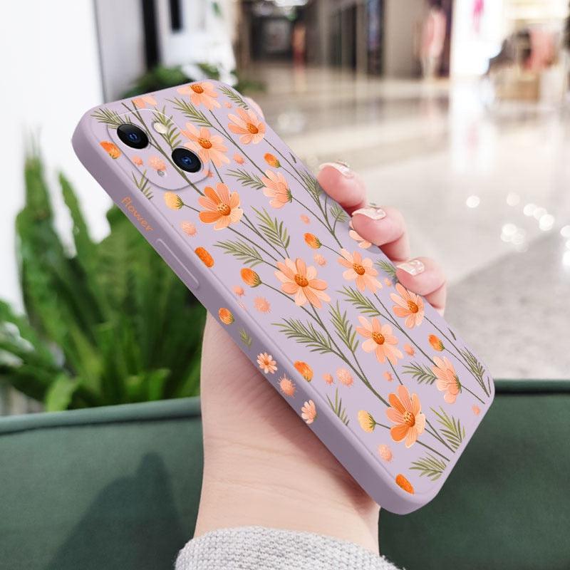 Brilliant Flowers Phone Case For iPhone 14 13 Pro Max Mini Cute Multicolored Flowers Pattern Cover Slim Silicone Shockproof Bumper Back Cover Stevvex