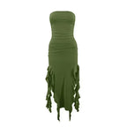 BWQ Long Dresses For Women Slit Sexy Bodycon Sleeveless Jellyfish Dress Hot Girls Fashion Off The Shoulders Maxi Dress Woman