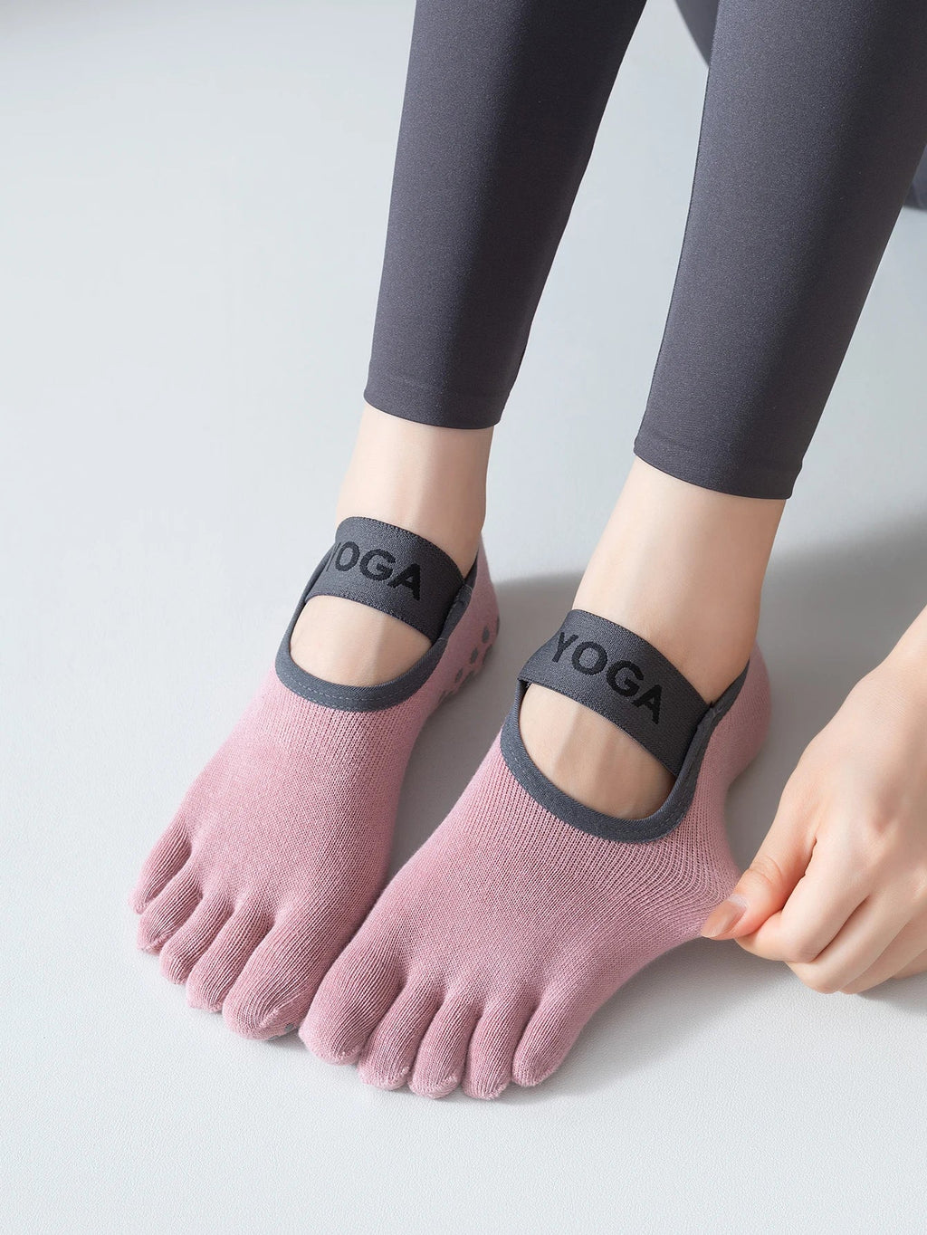 Women's five finger socks, anti slip yoga socks