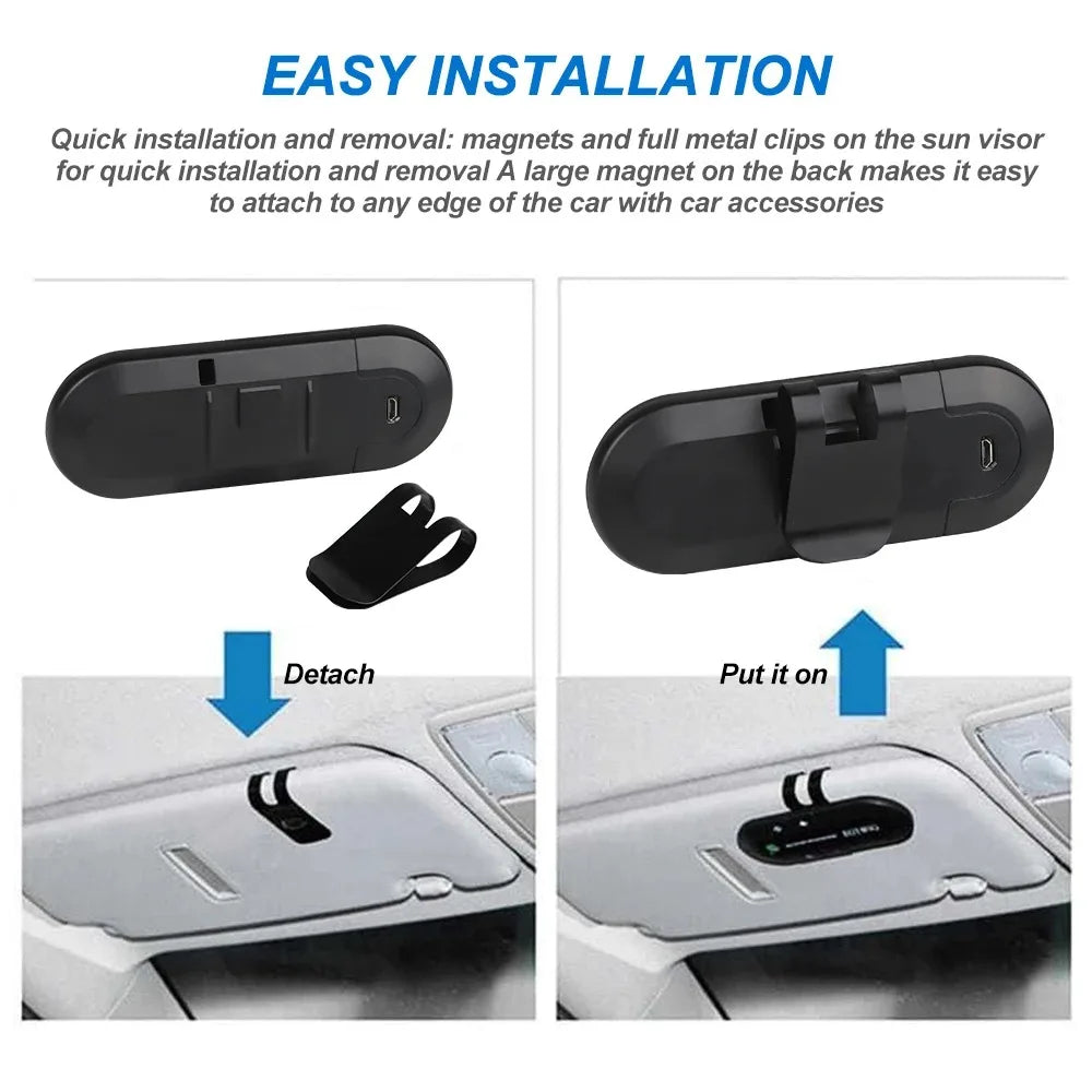 Bluetooth Speaker Handsfree Car Kit Sun Visor Clip Wireless Audio Receiver Speakerphone Wireless Stereo MP3 Music Player Lootquake LLC