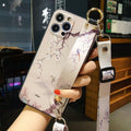 Ultra Luxury Case Cute Flower Design with Ring Kickstand Soft Crossbody Phone Cover for iPhone 13 14 Pro Max Case Fashion Crossbody Shoulder Strap Flower Leaf Phone Holder Cover for iPhone 12 11 X XR XS 7 8 Plus Stevvex