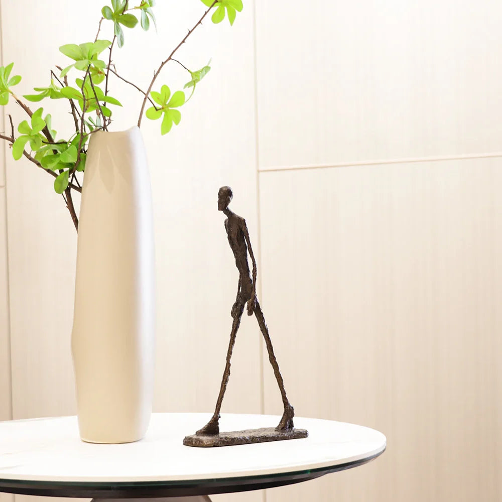 Giacometti Sculpture Bronze Walking Man Statue Replica Famous Abstract Skeleton Collection Figurine Home Decor