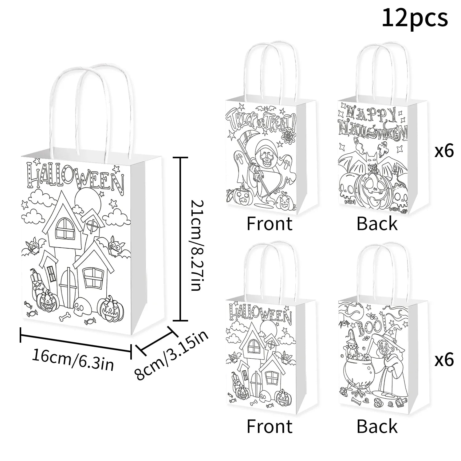 Halloween Coloring Poster for Kids Doodle Tablecloth/gift bag Cute Pumpkin Castle Background Decor Party Activity Art Paper Lootquake LLC