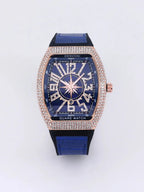 Luxury Diamond wristwatch for women Fasion and elegant quartz watch with silicone watchstrap Waterproof luminous Tonneau watch