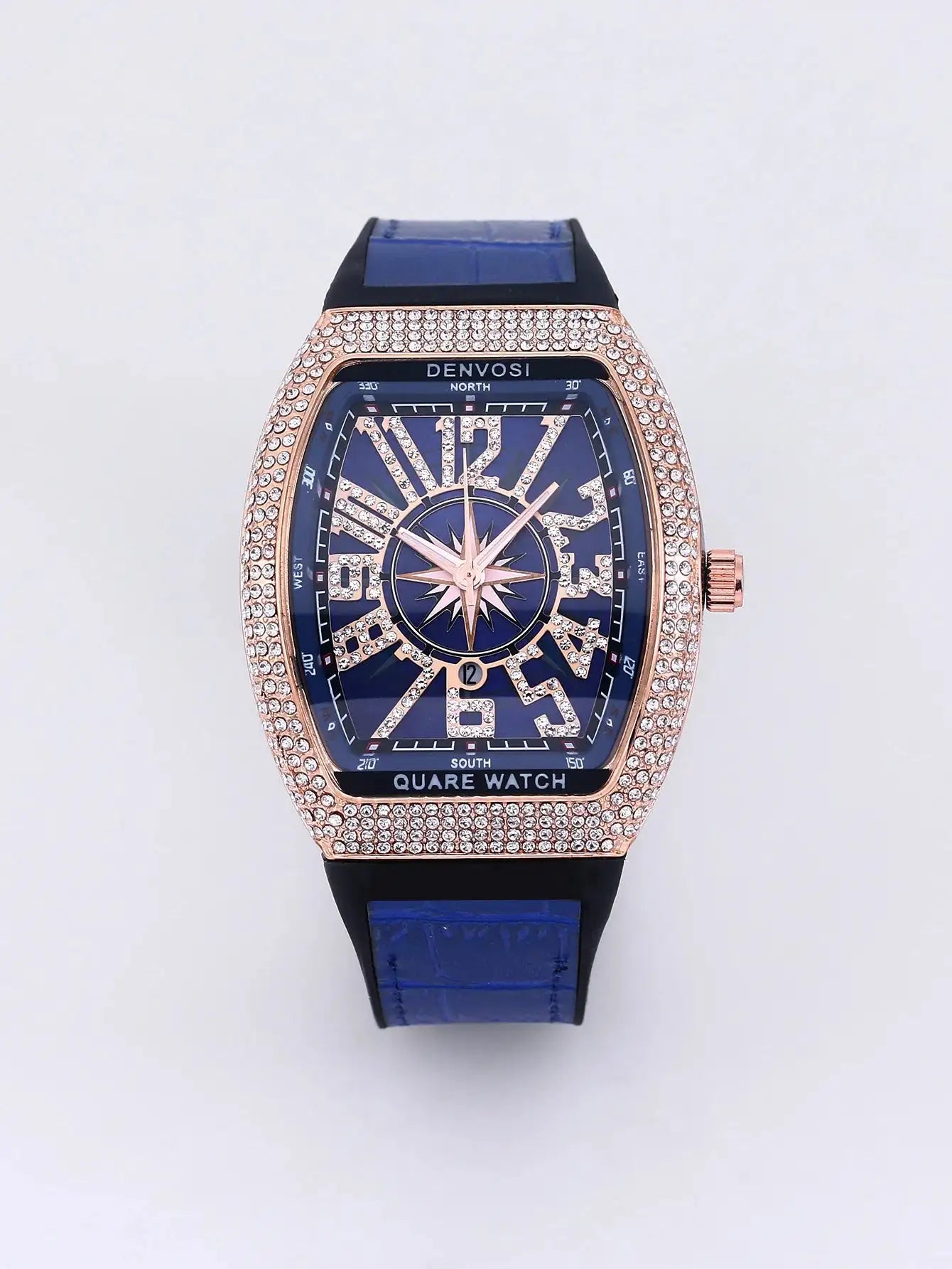 Luxury Diamond wristwatch for women Fasion and elegant quartz watch with silicone watchstrap Waterproof luminous Tonneau watch