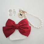 Cute Luxury Fashion 3d Bow Pearl Bracelet Girl Soft Case For iPhone 11 12 13 Pro Max 7 8 Plus Xr X Xs Se Anti-drop Cover Pearl Chain Bow Phone Case Ideal for iPhone Elegant Phone Case Stevvex