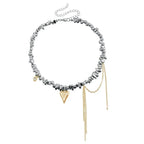 Fashion Heart Beaded Necklace for Women Boho Elegant Irregular Crystal Chain Y2K Choker Exquisite Party Gift Jewelry Accessories