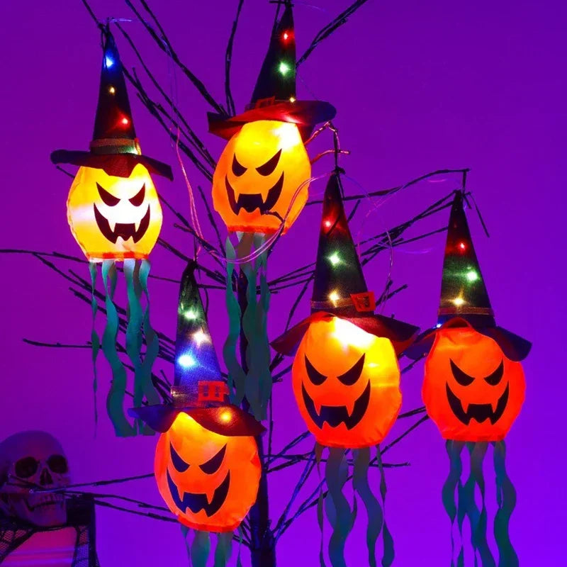 Halloween Light-Up Pumpkin Wizard Hanging Decoration for Kids Dress-Up Spooky Party Props European Window Display Holiday Decor Lootquake LLC