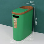 Slim Plastic Trash Bin with Lid,Easy Press-Top,Space Saving Design, Suitable for Bathroom Kitchen Living Room,Simple Solid Color Lootquake LLC