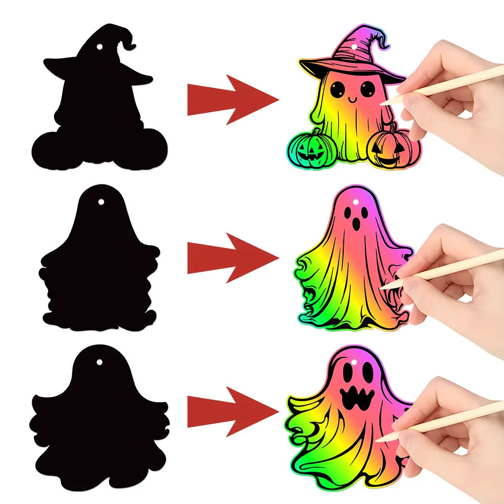 Adhesive Wallpaper for Wall Halloween Ghost, Scary Scratch Art DIY Decals for Haunted House Party Supplies Home Decor Lootquake LLC