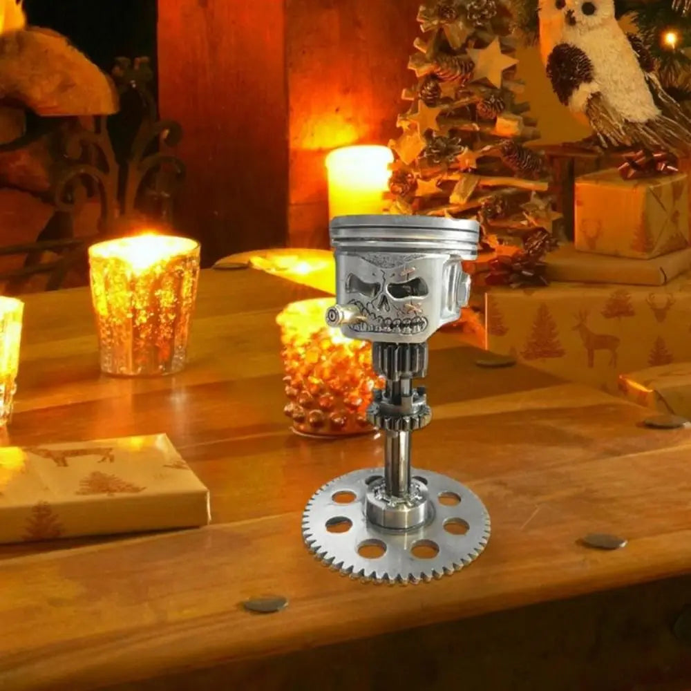 Carving Piston Skull Face Realistic Sculpture Skull Man Head Statue Garden Office Home Decor Halloween Party Skeleton Figurine