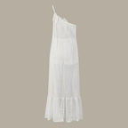 Sexy 3D Flower Long Dress Women 2024 Summer Semi-sheer Party Dresses Elegant Slim One Shoulder Maxi Vestidos Holiday Beach Robe