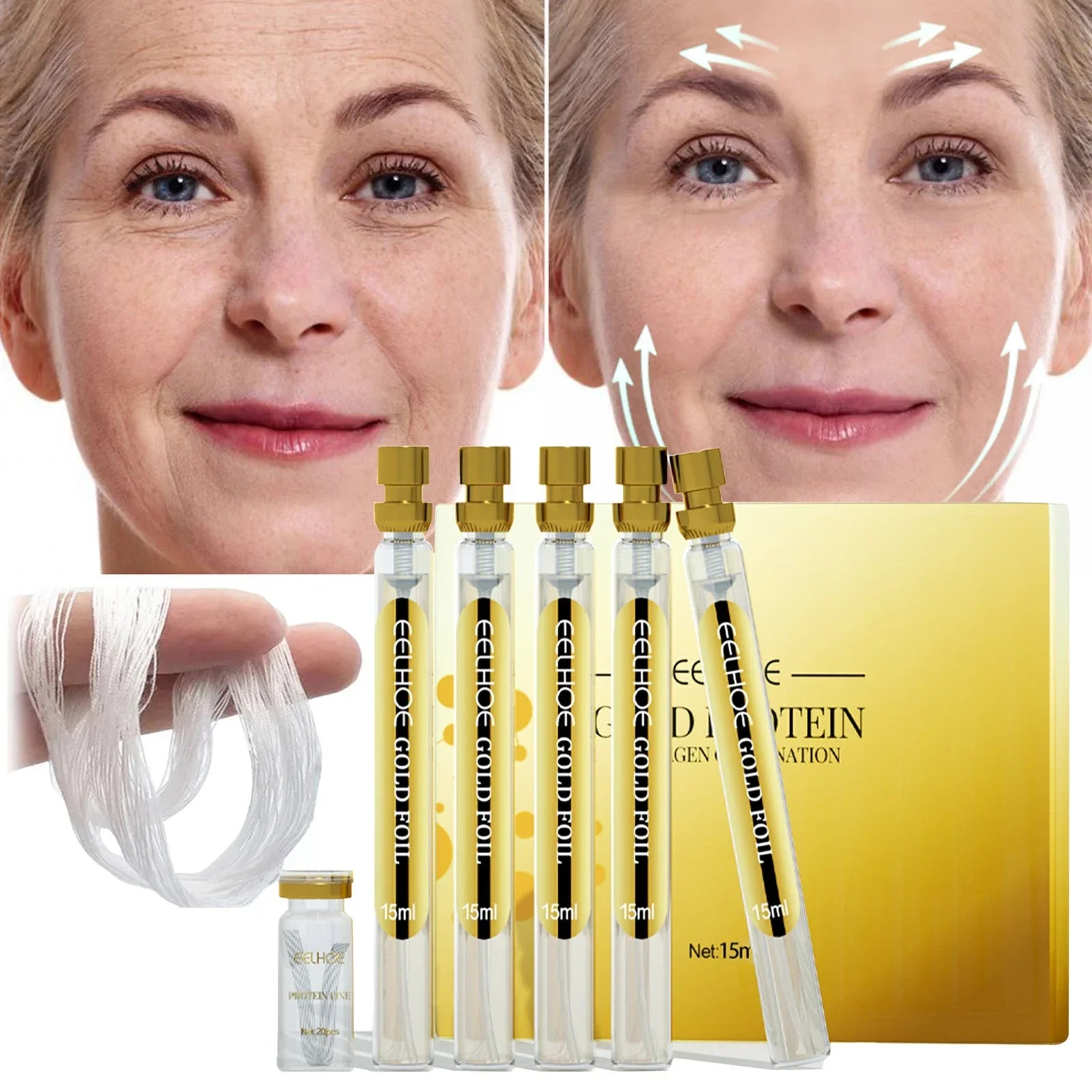 Collagen Thread Instant Lifting Wrinkle Remover Soluble Protein Thread Serum Set Absorbable Face Filler Anti-aging Skin Care New Lootquake LLC