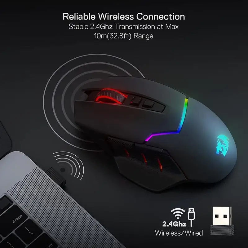 Redragon M690 PRO Wireless Gaming Mouse 8000 DPI Wired Mouse Rapid Fire Key 8 Macro Buttons for PC/Mac/Laptop, Black/White Mouse Lootquake LLC