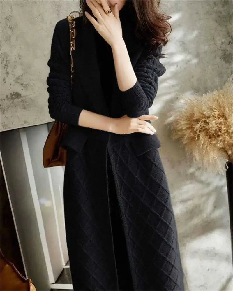 Korean French Style Cashmere Sweater Ladies Wool Windbreaker Cardigan New Autumn Winter Women Knitted Sweater Long Cardigan Coat