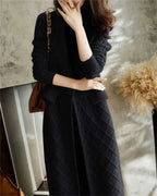Korean French Style Cashmere Sweater Ladies Wool Windbreaker Cardigan New Autumn Winter Women Knitted Sweater Long Cardigan Coat