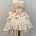 2025 Vestidos De Mujer Sweet Dresses for Women Lolita Style Fashion Japanese Robe Femme Beading Hollow Out 3D Floral Cute Dress