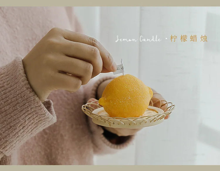 INS Decorative Fragrance Gift Lemon Candle DIY Fragrance Birthday Gift with Hand Gift Imitation Fruit Candle Scented Candles Lootquake LLC